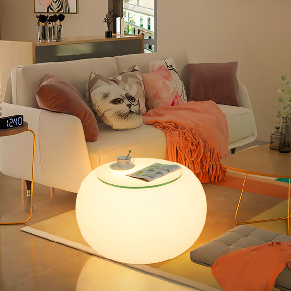 LED Coffee Table Round with Glass Top